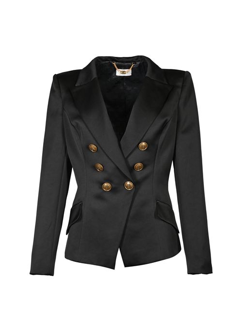 Giacca doppiopetto in duchesse Nero Elisabetta Franchi | GI18657E2110